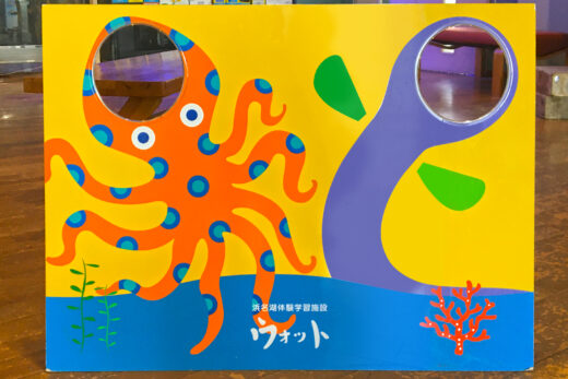 ヒョウモンダコとうなぎ？チンアナゴ？の顔出しパネル