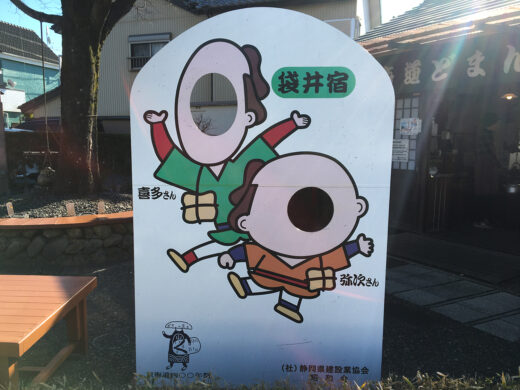 東海道袋井宿の弥次喜多の顔はめパネル